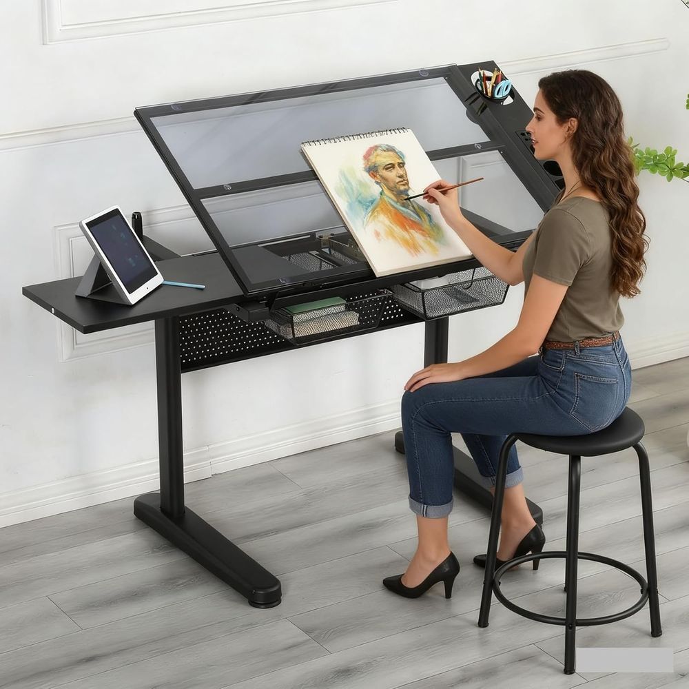 Art & Craft Paper Ideas For Kids - Adjustable Height Art Table with Storage