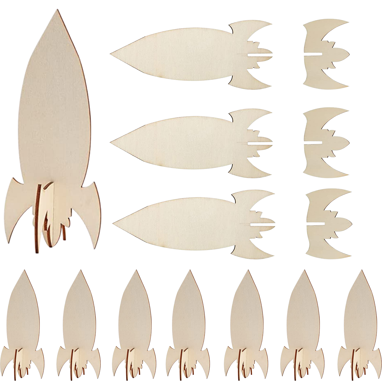 Art And Craft Rocket - 5PCS/10PCS wooden rockets DIY crafts party