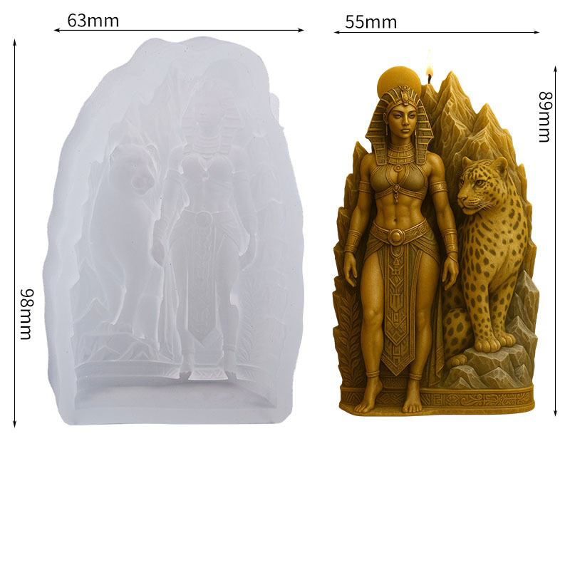 Queen Art Craft - 3D Egyptian Queen With Leopard Silicone