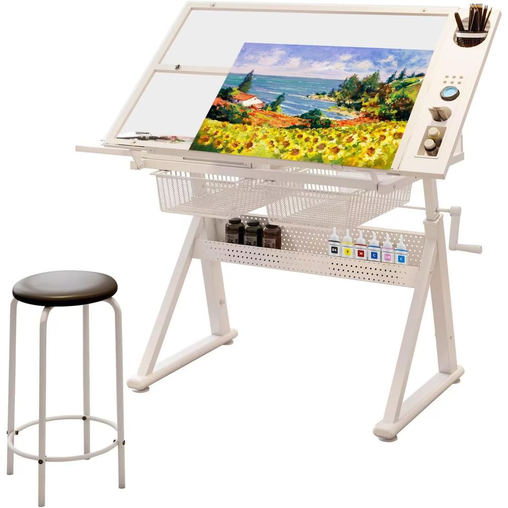 Art & Craft Paper Ideas For Kids - Adjustable Artistic Drafting Table with Tempered