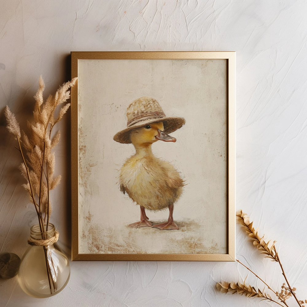 Art Craft Duck - Cute Little Yellow Duck Vintage Farmhouse