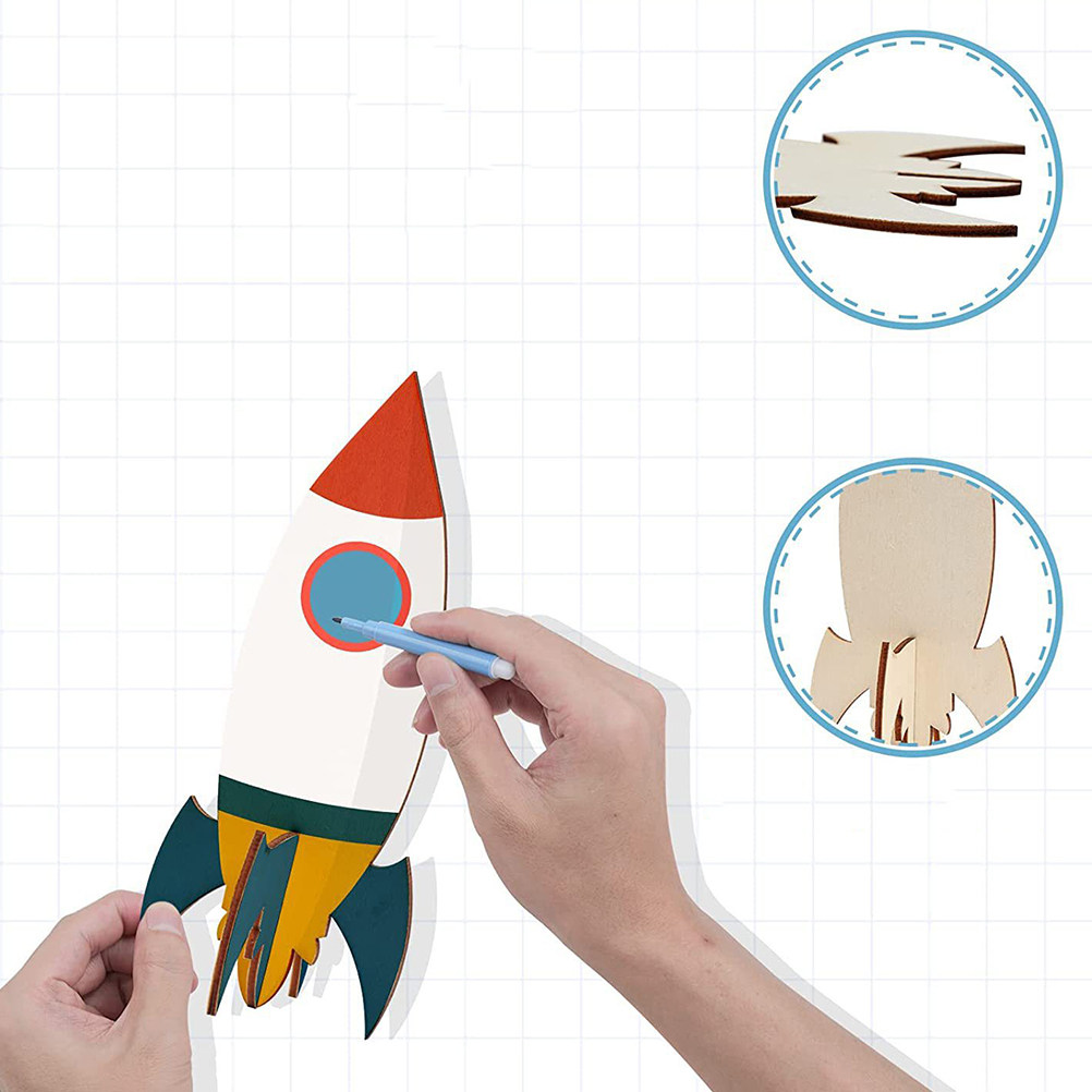 1Set Unfinished Wooden Rocket  - Art And Craft Rocket incelemesi ve fiyatı
