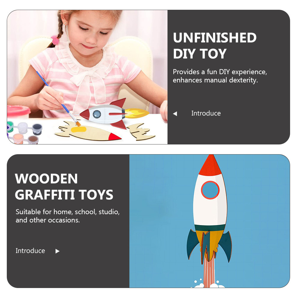 1Set Unfinished Wooden Rocket  - Art And Craft Rocket incelemesi ve fiyatı