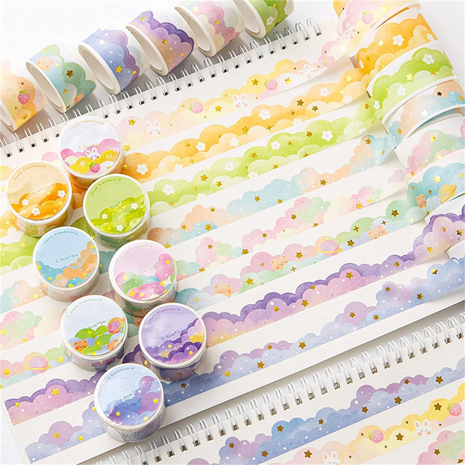 8 Rolls Color Cloud Washi Tape - Art Craft Journals incelemesi ve fiyatı