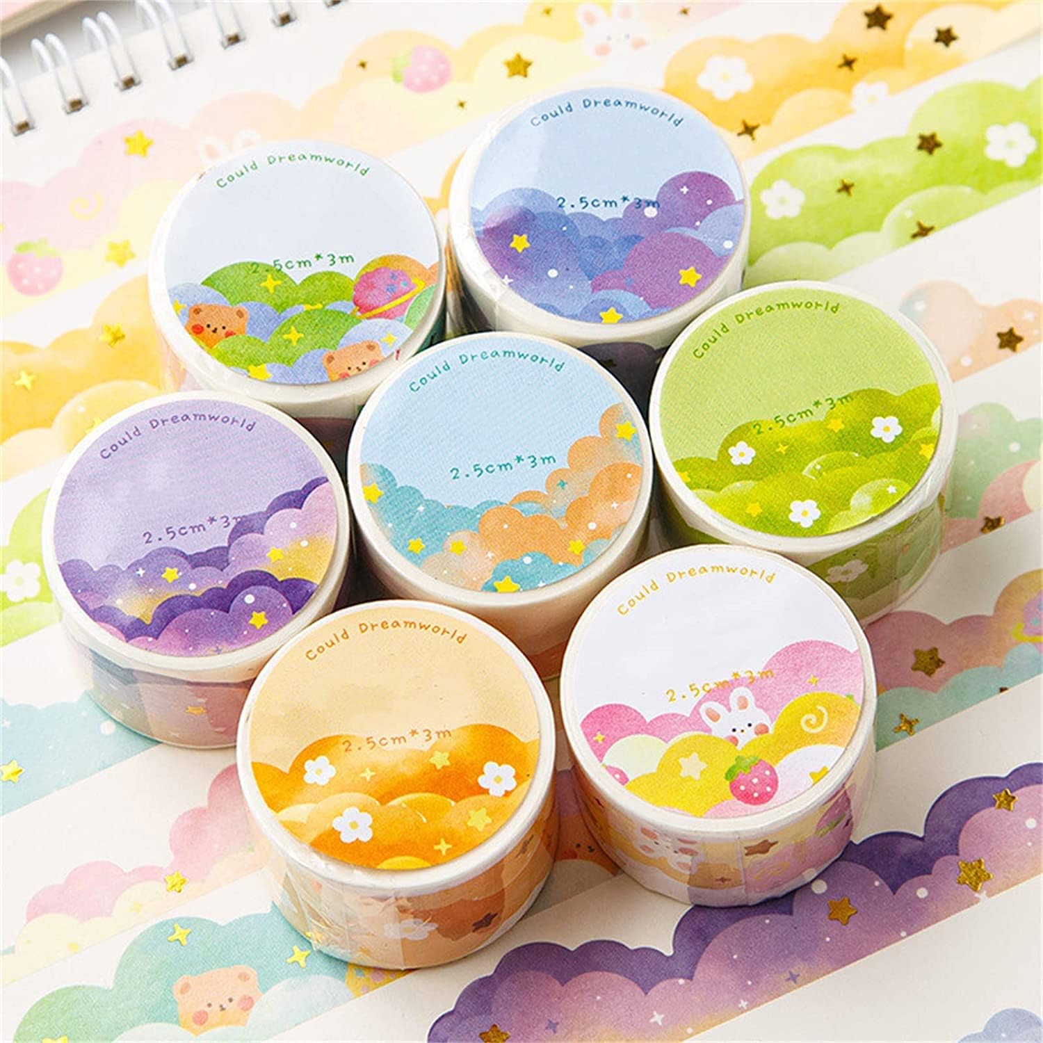 8 Rolls Color Cloud Washi Tape - Art Craft Journals incelemesi ve fiyatı