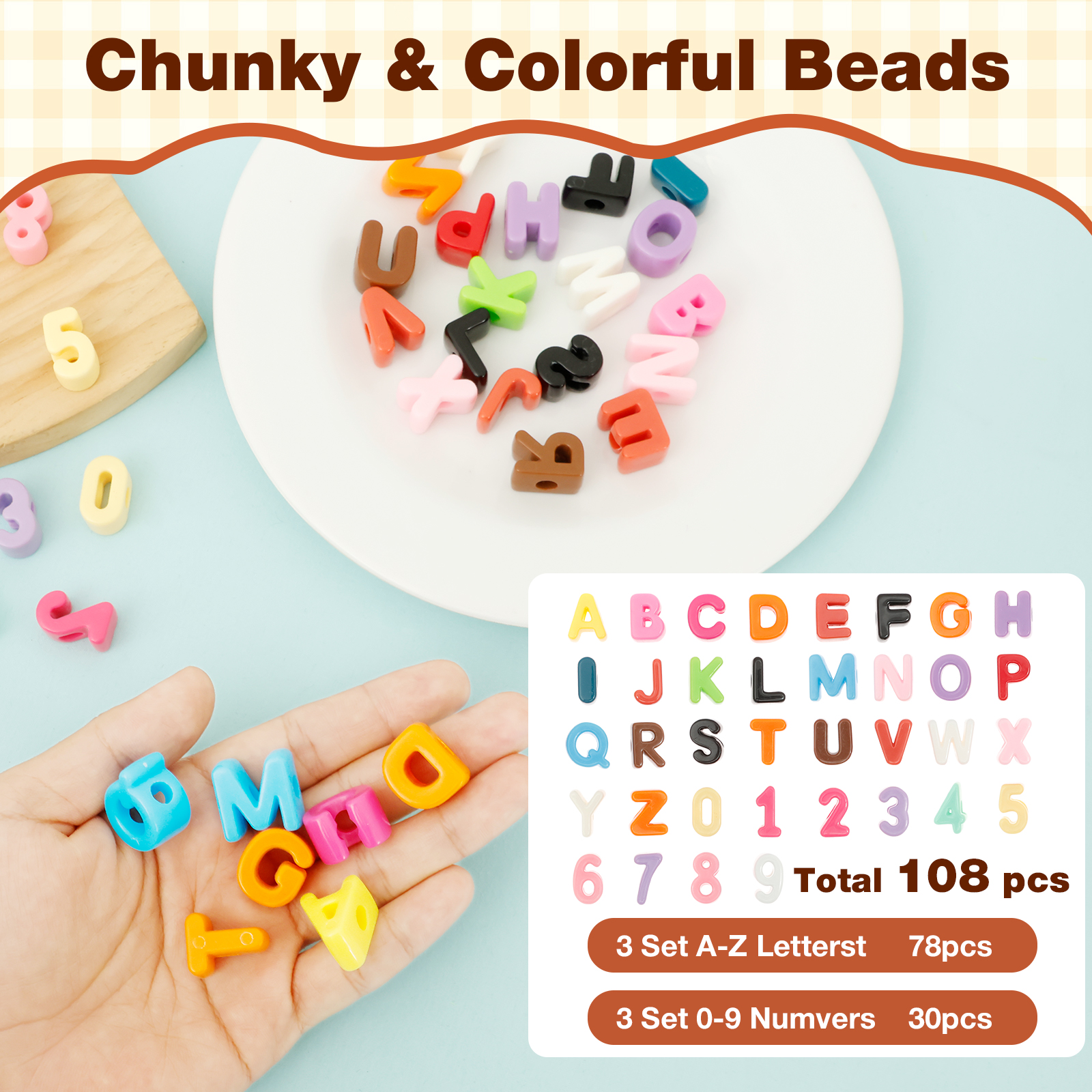 36/108Pcs 6mm Hole Chunky Acry - Art And Craft Letter Z incelemesi ve fiyatı