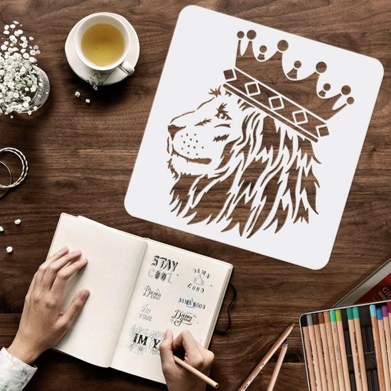 2 Pcs Lion Stencils 11.8x11.8i - Queen Art Craft incelemesi ve fiyatı