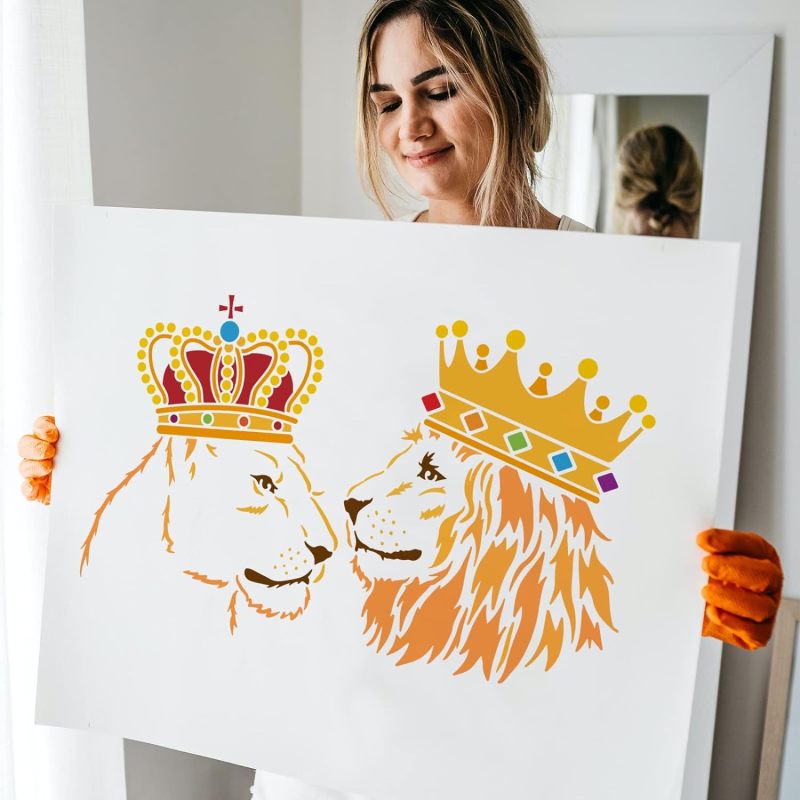 2 Pcs Lion Stencils 11.8x11.8i - Queen Art Craft incelemesi ve fiyatı