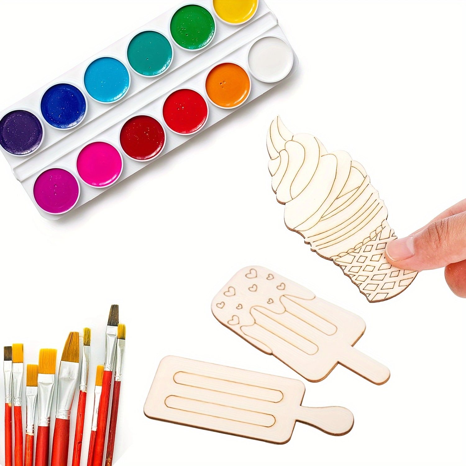 6/30pcs Ice Cream Wood Cutouts - Art Craft Doodle incelemesi ve fiyatı