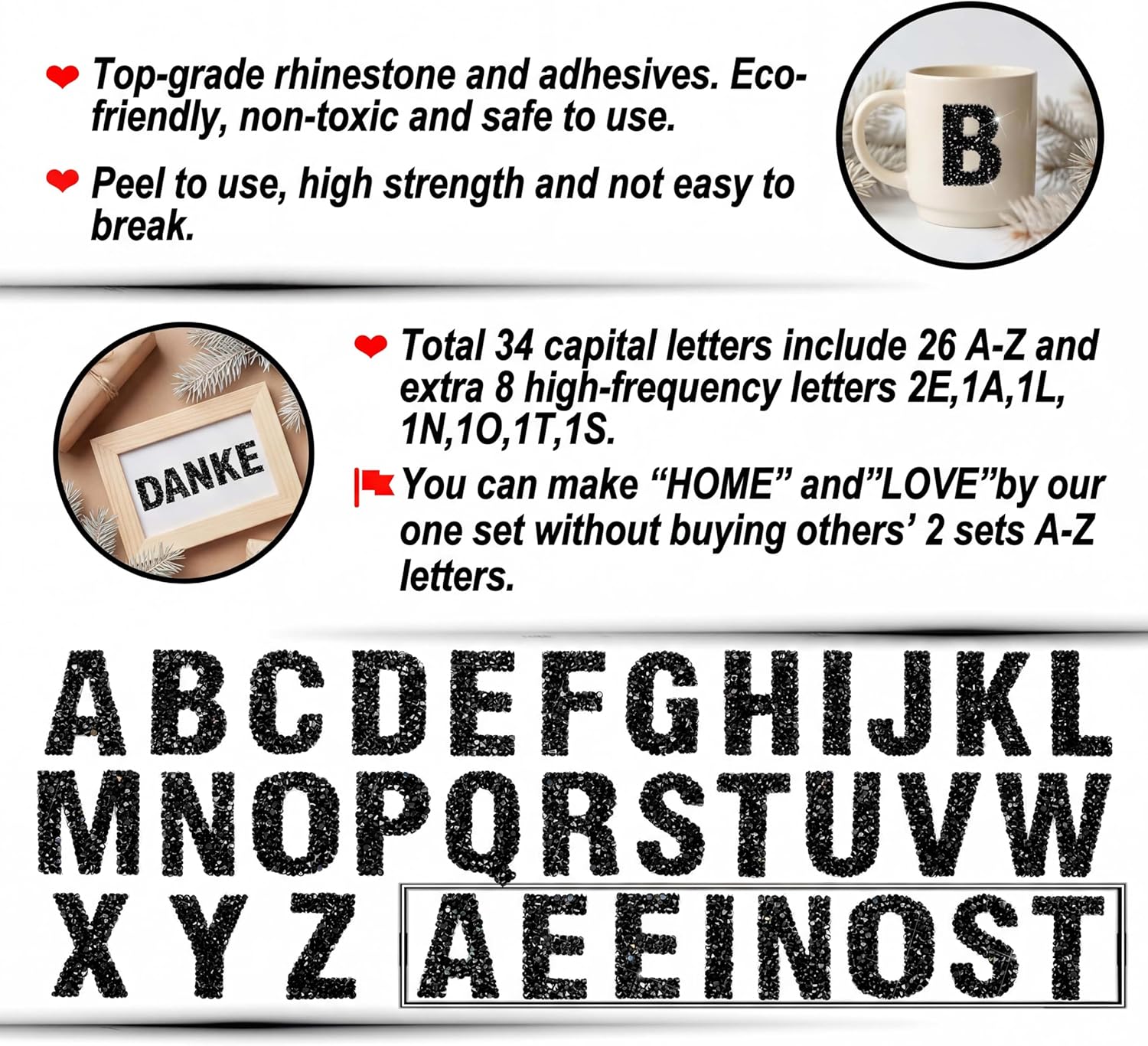 34Pcs Resin Rhinestone Alphabe - Art And Craft Letter Z incelemesi ve fiyatı