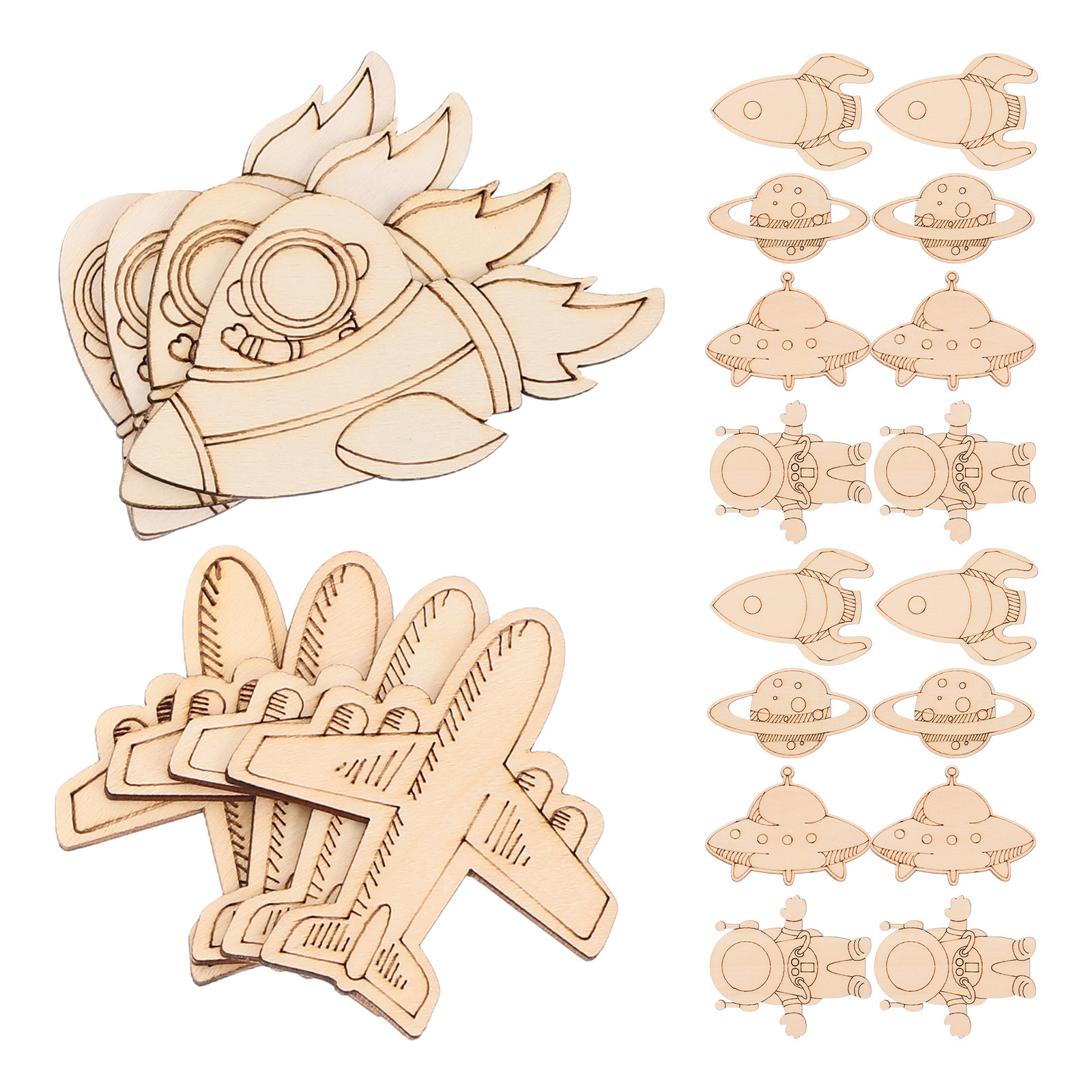 24Pcs Space DIY Wooden Cutouts - Art And Craft Rocket incelemesi ve fiyatı