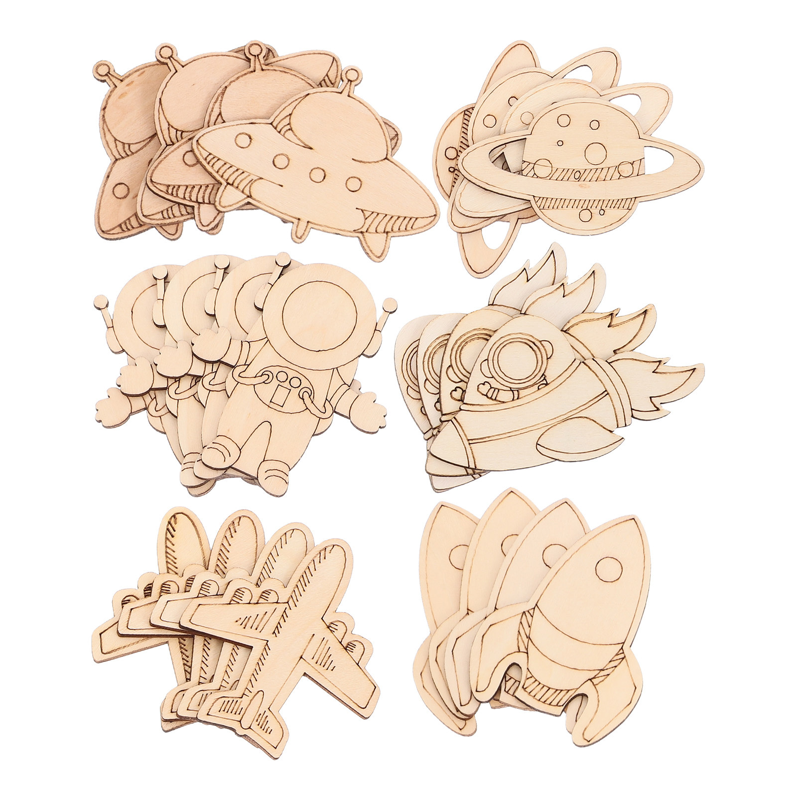 24Pcs Space DIY Wooden Cutouts - Art And Craft Rocket incelemesi ve fiyatı